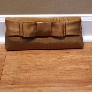 Bronze satin clutch